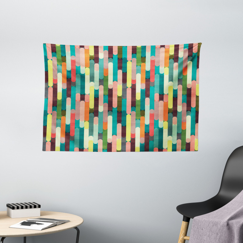 Colorful Grunge Stripes Wide Tapestry