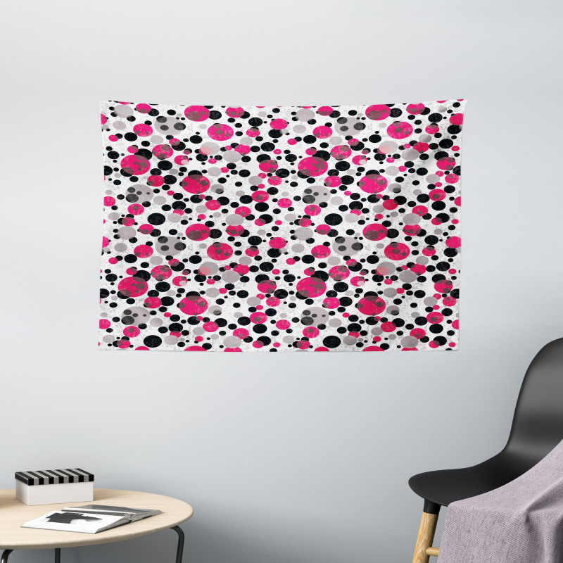 Retro Circle Dots Wide Tapestry