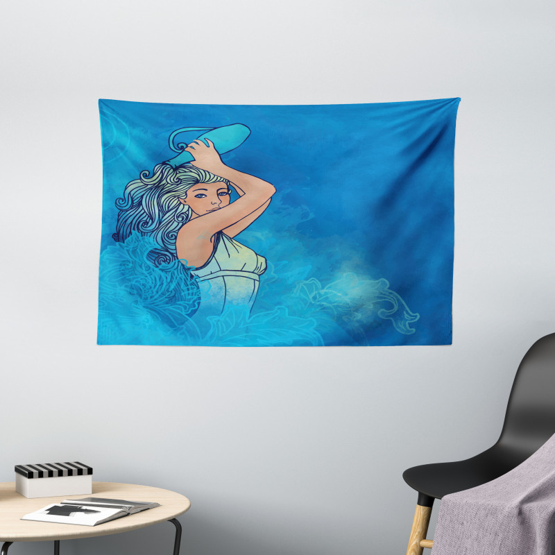 Woman Lady Arts Wide Tapestry