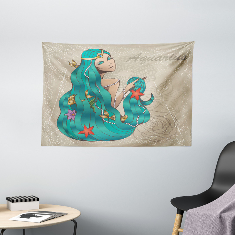 Lady Pearl Fish Wide Tapestry