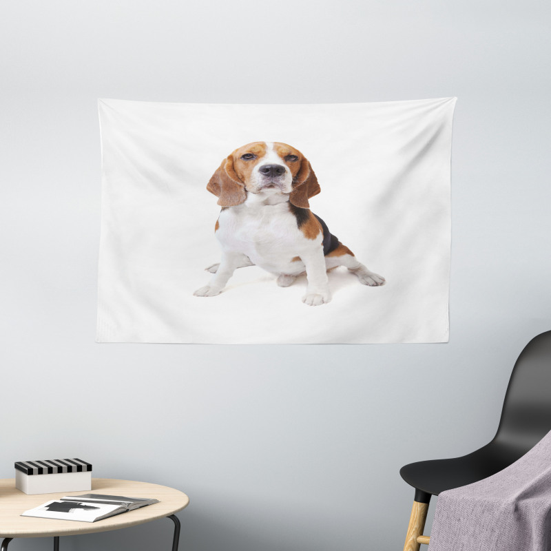 Puppy Dog Friend Posing Wide Tapestry
