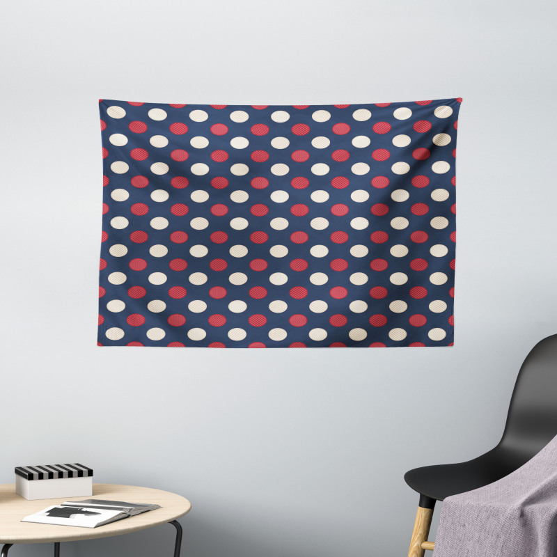 Retro Circles Stripes Wide Tapestry