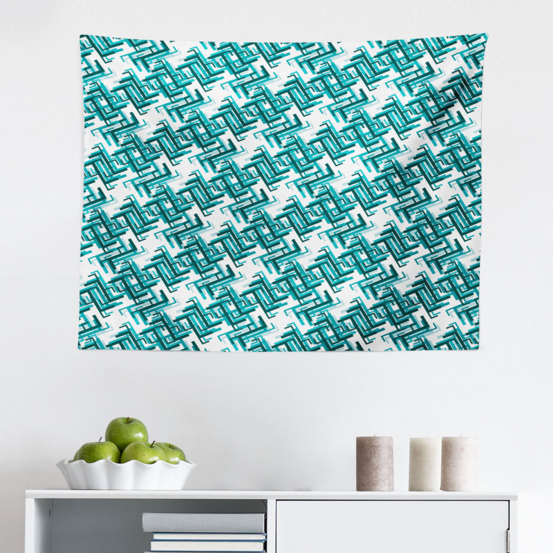 Geometrik Mikrofiber Geniş Duvar Halısı Tekrarlayan Grafiksel Çizgili Poster