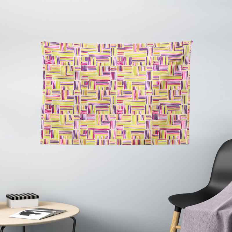 Doodle Art Colorful Wide Tapestry
