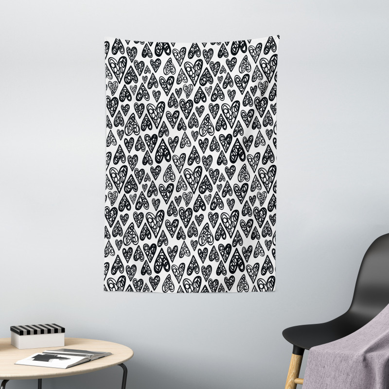 Romantic Hearts Pattern Tapestry