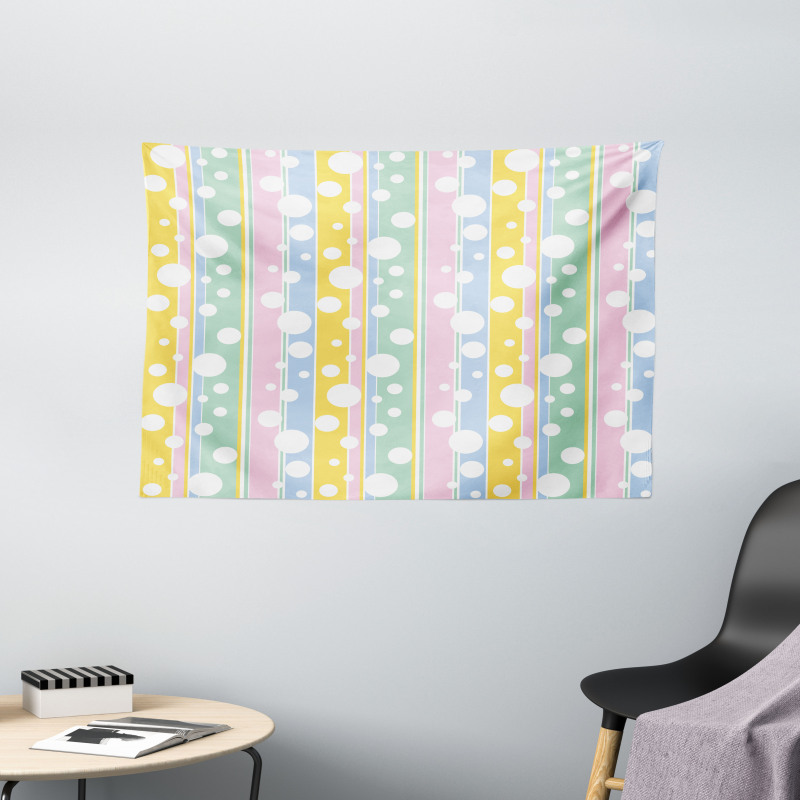 Pastel Colored Stripes Wide Tapestry