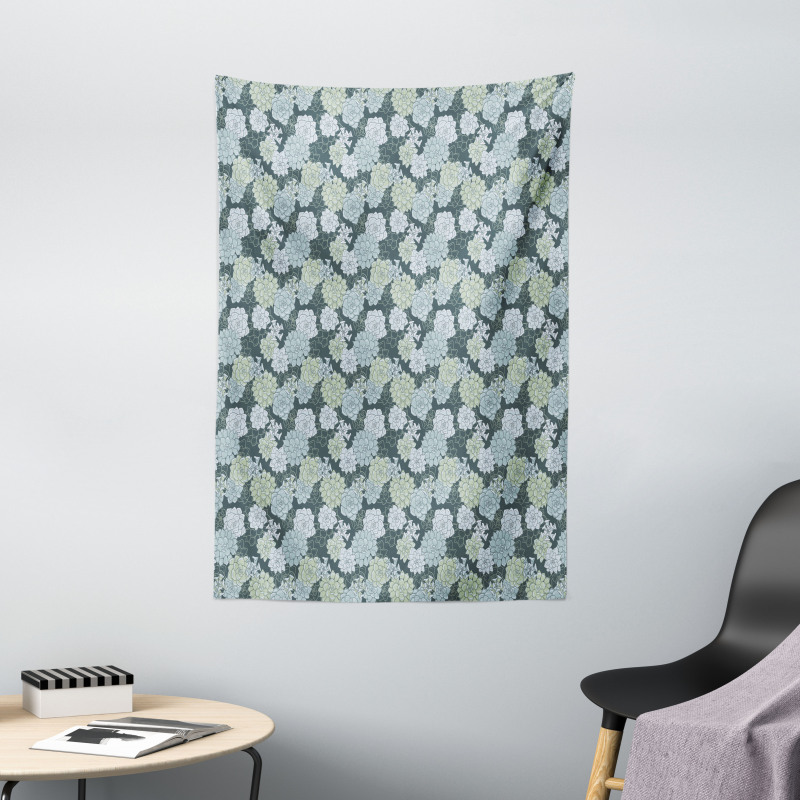 Green Cactus Flowers Tapestry