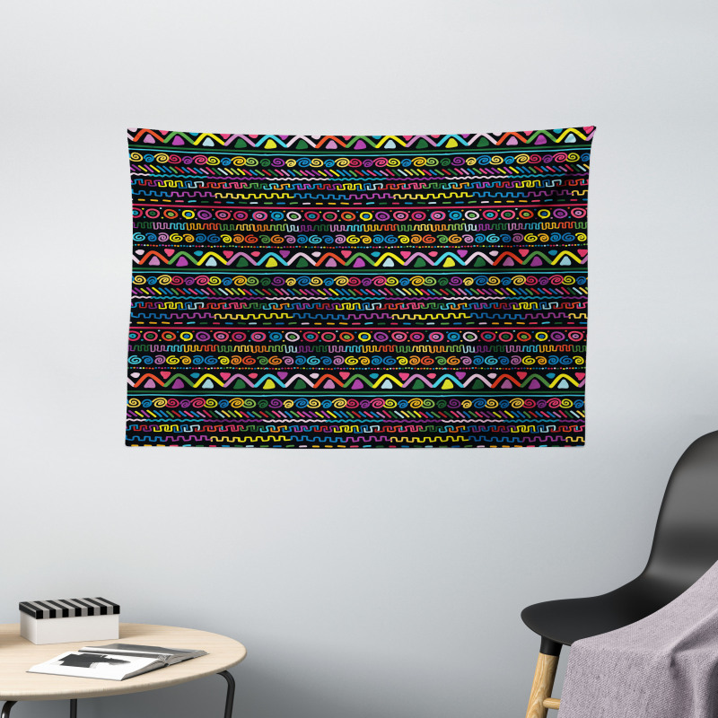 Hand Drawn Art Wide Tapestry