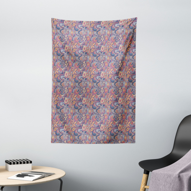 Colorful Blooms Curls Tapestry