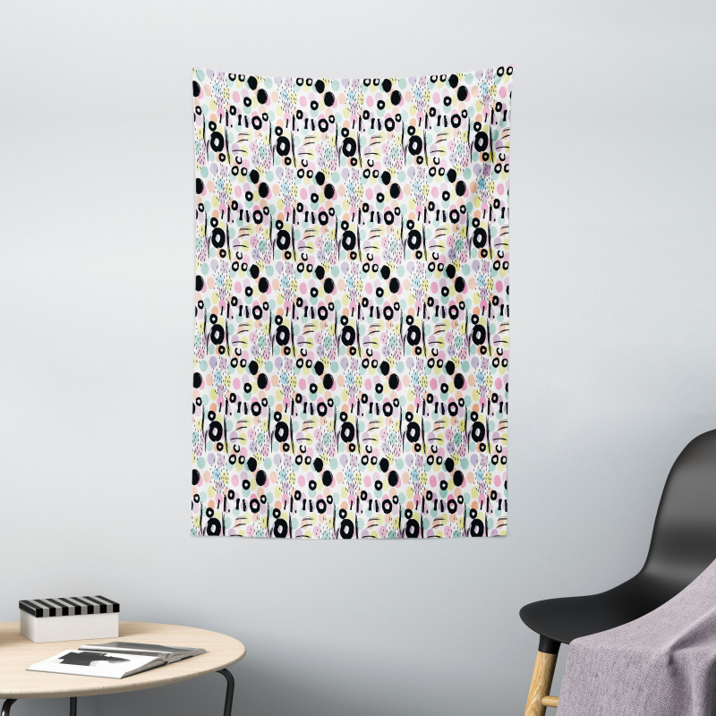 Colorful Dots Scribbles Tapestry