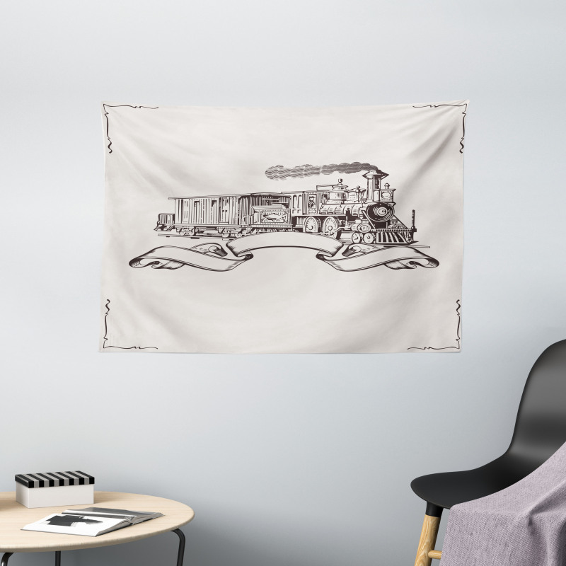 Old School Locomotive Wide Tapestry