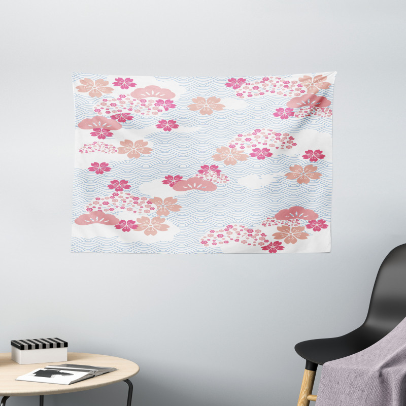 Squama Cherry Blossom Wide Tapestry