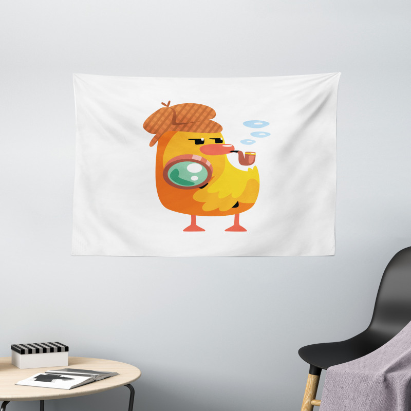 Private Detective Duck Wide Tapestry