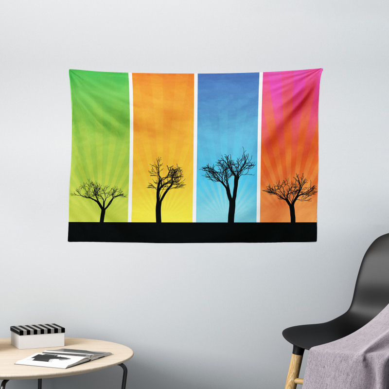 Colorful Banners Autumn Wide Tapestry
