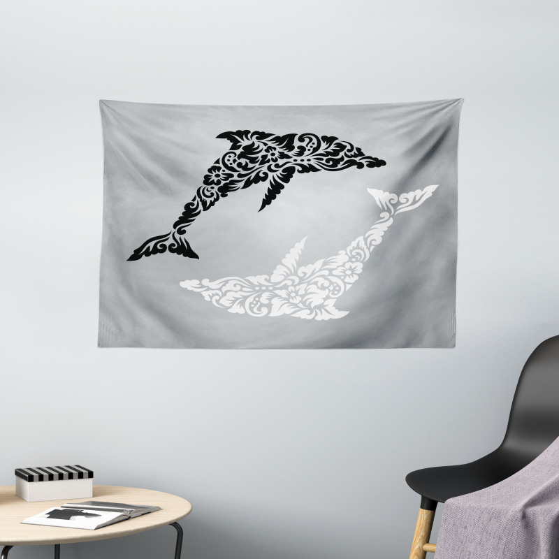 Monochrome Subaquatic Wide Tapestry