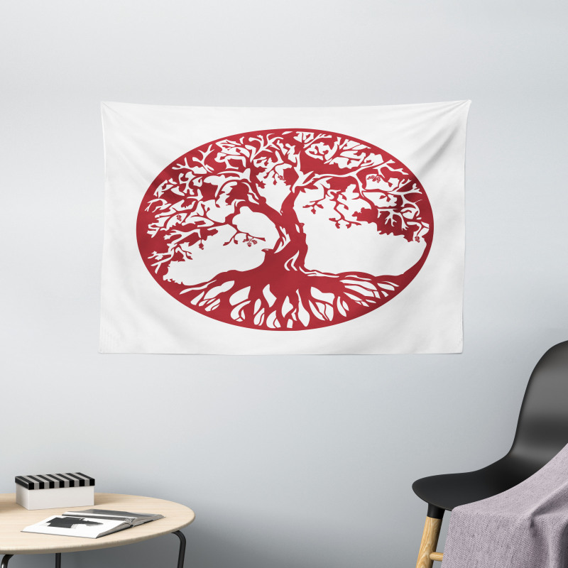 Traditional Oak Silhouette Wide Tapestry