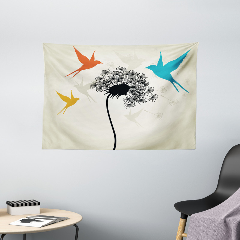 Fauna and Flora Pattern Wide Tapestry