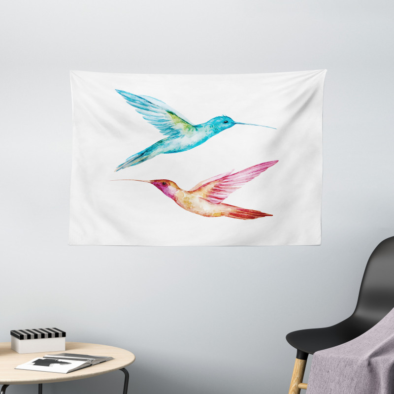Colorful Hummingbird Wide Tapestry