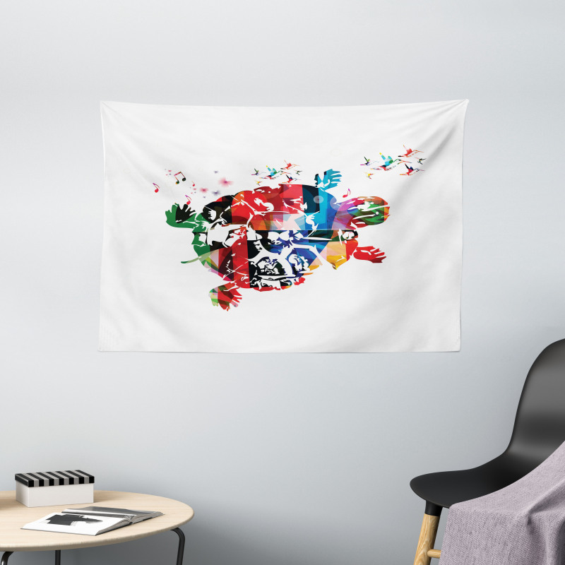 Abstract Turtle Notes Wide Tapestry
