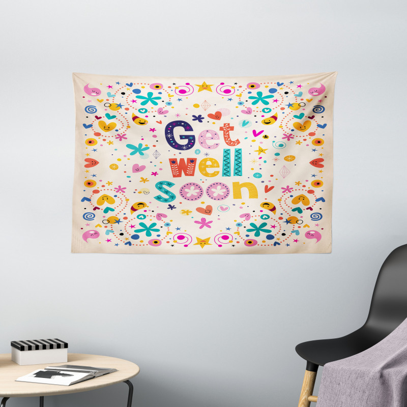 Get Well Soon Wish Cheery Wide Tapestry