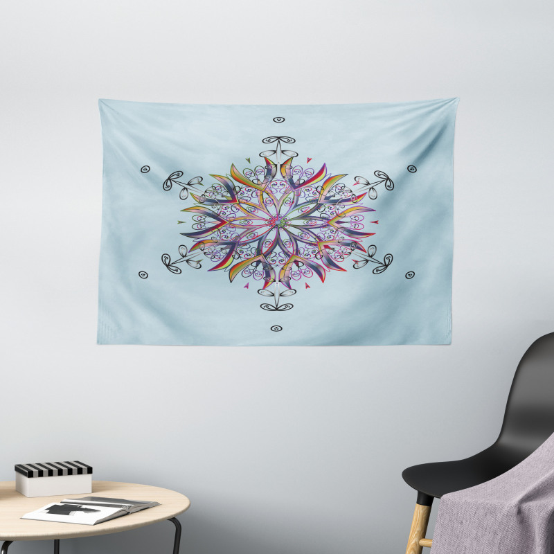 Doodle Motif Wide Tapestry