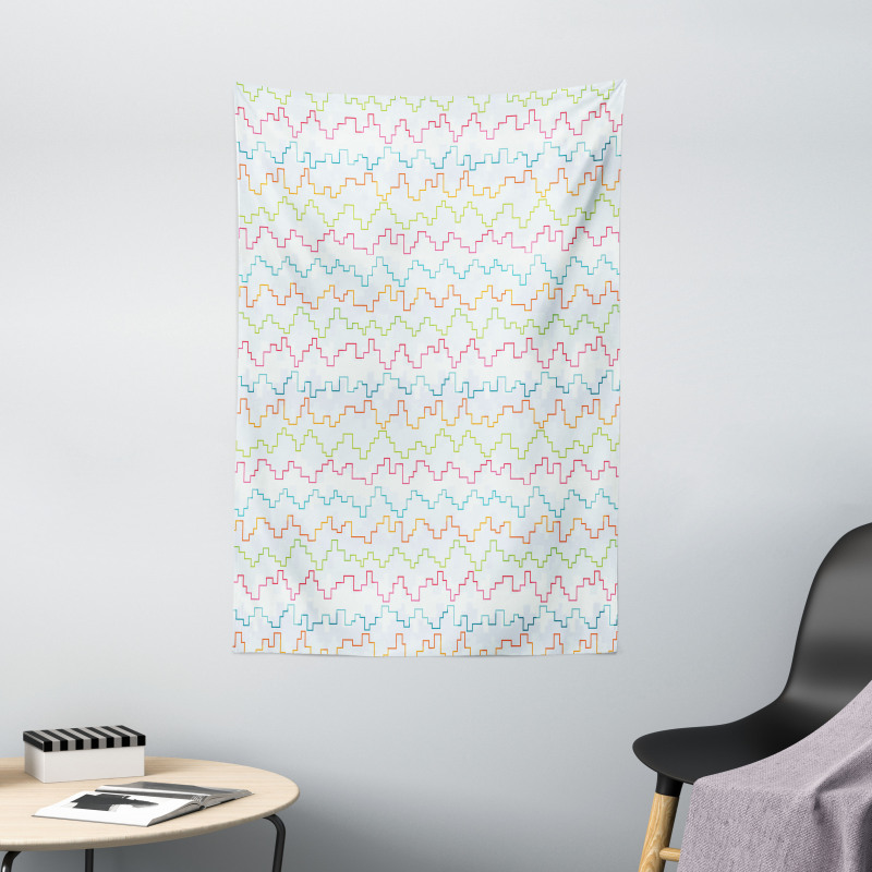 Pixel Zigzag Waves Tapestry