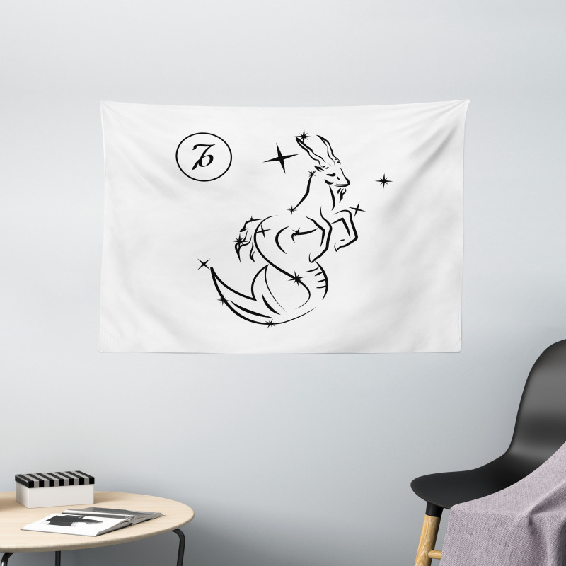 Sketch Goat Wide Tapestry