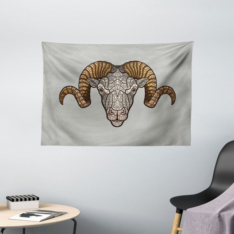 Ram Horns Wide Tapestry