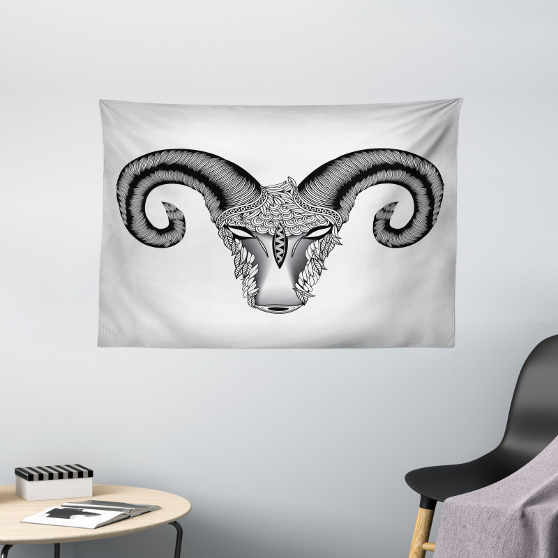 Head of Aries Art Wide Tapestry