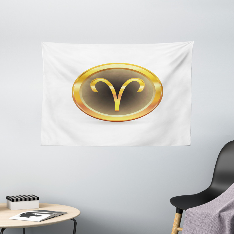 Yellow Round Sign Wide Tapestry