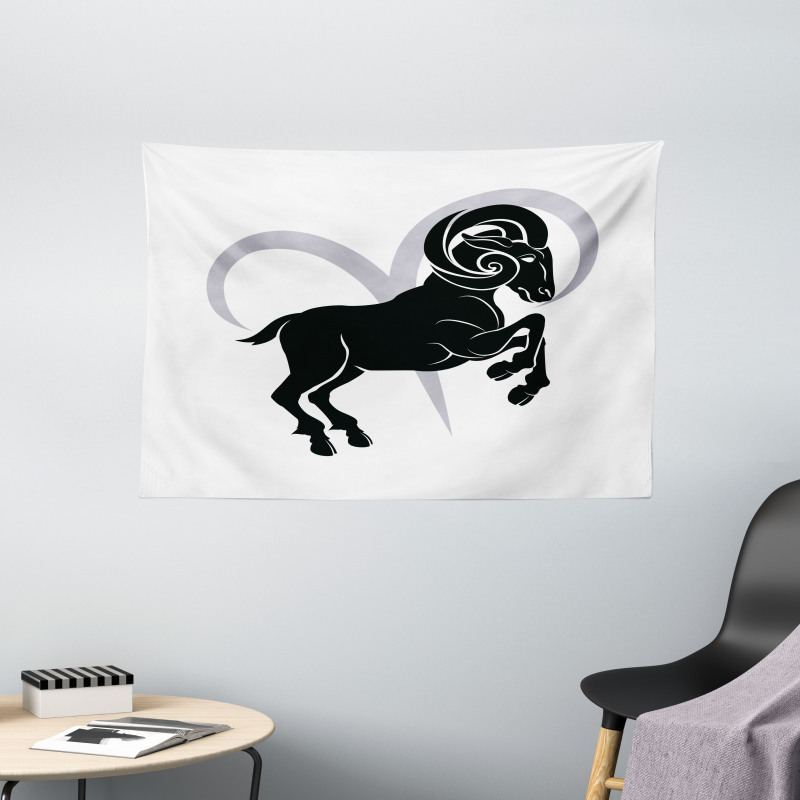 Ram Silhouette Wide Tapestry