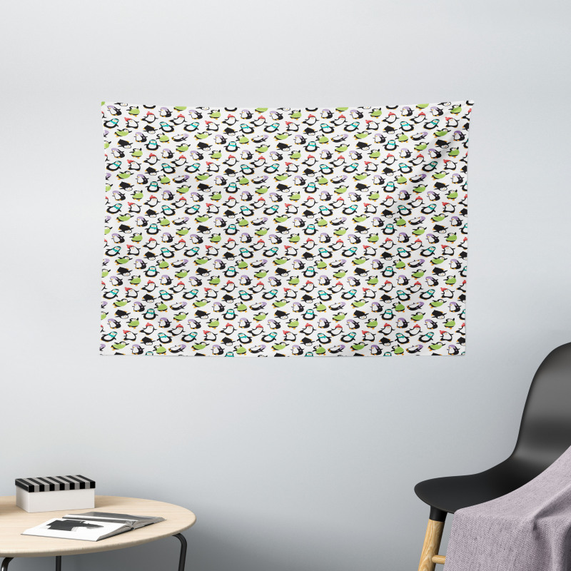 Happy Funny Animals Wide Tapestry