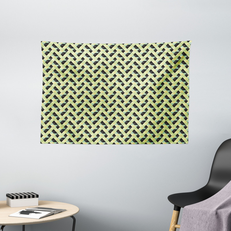 Abstract Grid Style Retro Wide Tapestry
