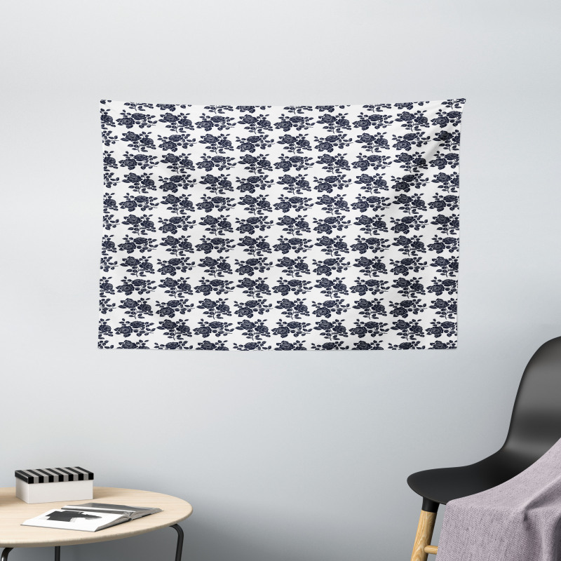 Foliage Leaves Monochrome Wide Tapestry