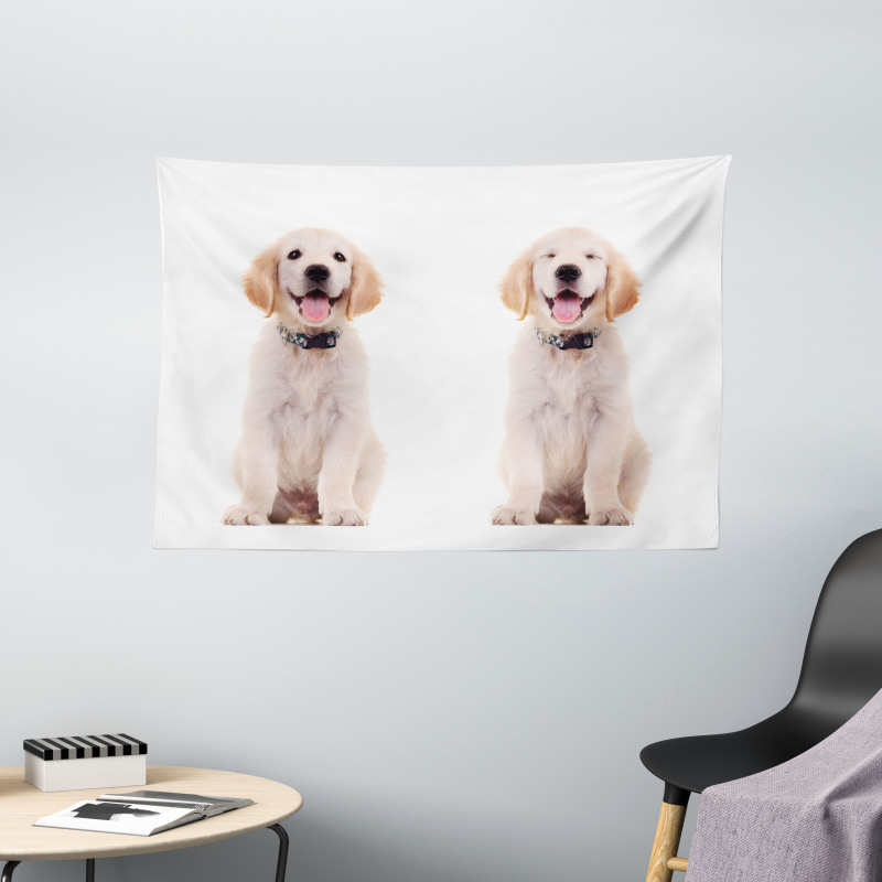 Happy Puppy Wide Tapestry