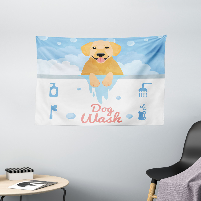 Dog Wash Bath Wide Tapestry