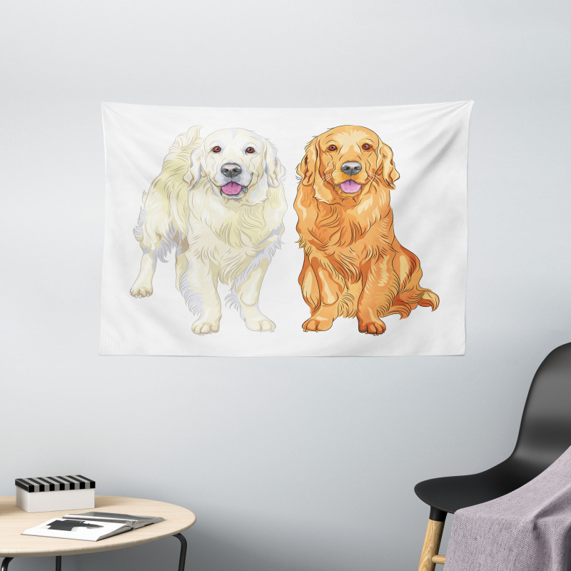Smiling Dogs Wide Tapestry