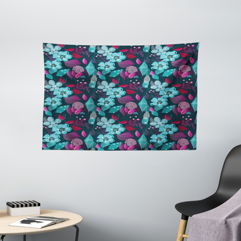 Fantasy Garden Blossoms Wide Tapestry