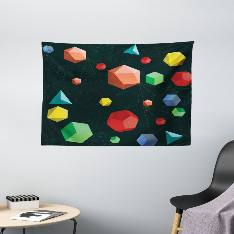 Platonic Shapes 3D Wide Tapestry
