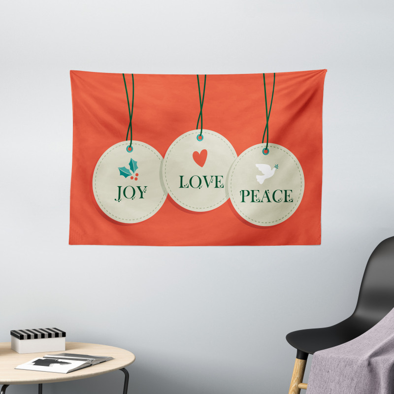 Joy Love and Peace Wide Tapestry