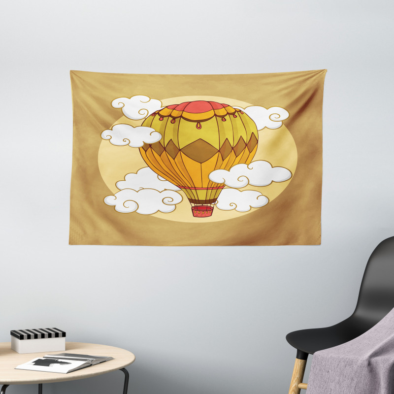Hot Air Balloon Retro Wide Tapestry