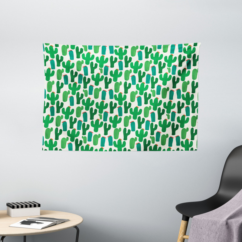 San Pedro Cactus Floral Wide Tapestry