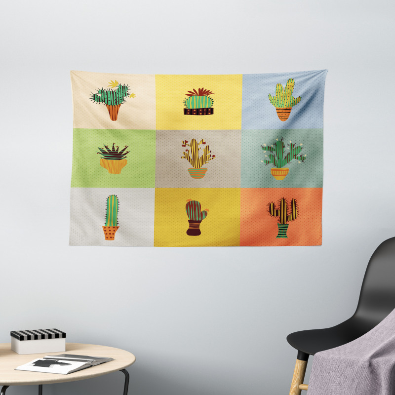 Botanical Cactus Flower Wide Tapestry
