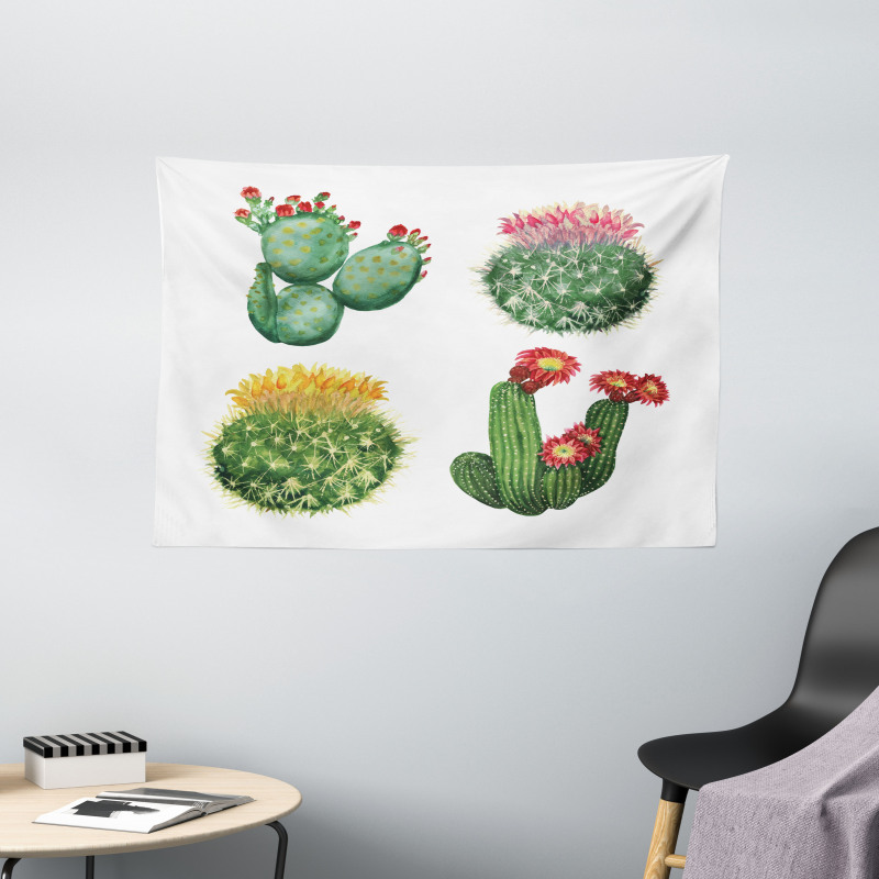 Watercolor Tropical Art Wide Tapestry