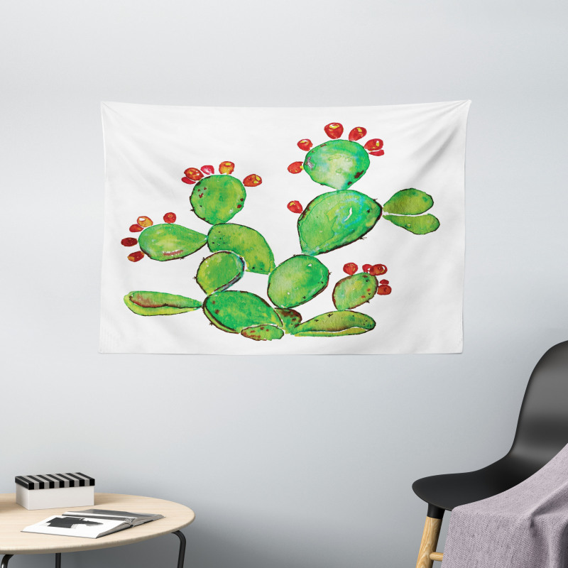 Ripe Prickly Pear Fruits Wide Tapestry