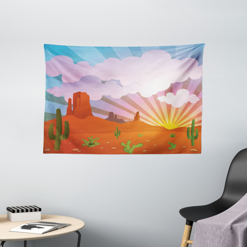 Abstract Desert Sunset Wide Tapestry