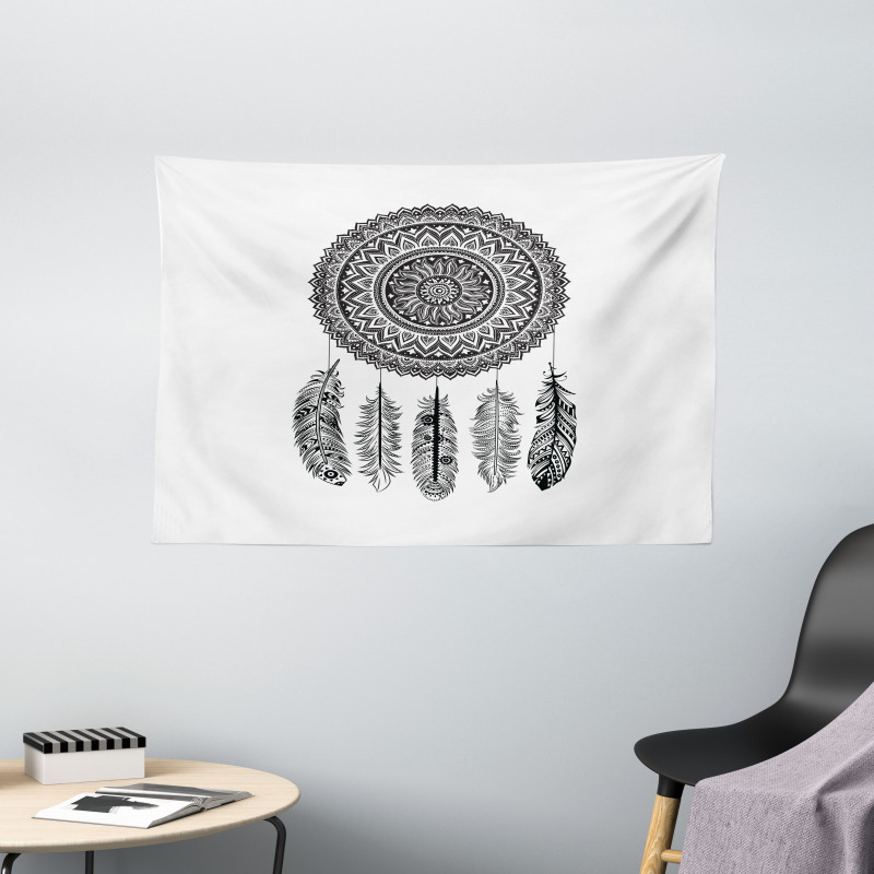 Aztec Dream Catcher Wide Tapestry