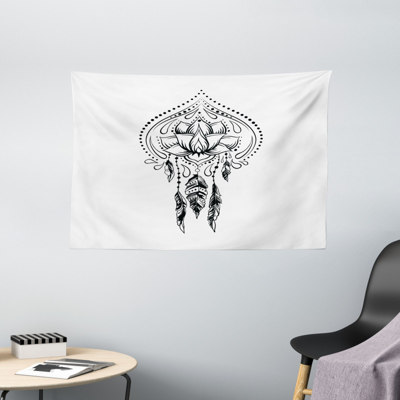 Doodle Paisley Design Wide Tapestry