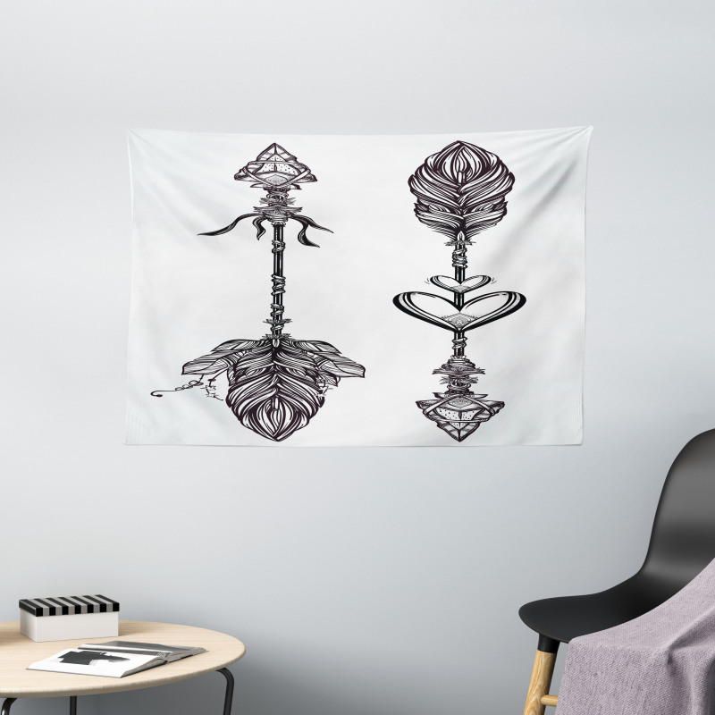 Monochrome American Arrows Wide Tapestry