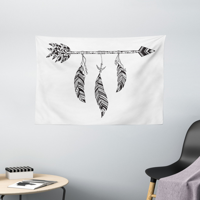 Bohemian Arrow Design Wide Tapestry